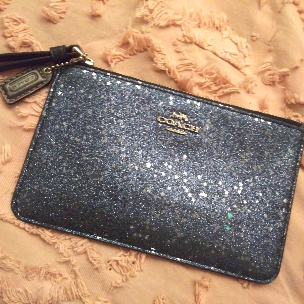Coach Wristlet!!! Blue Glitter!!!